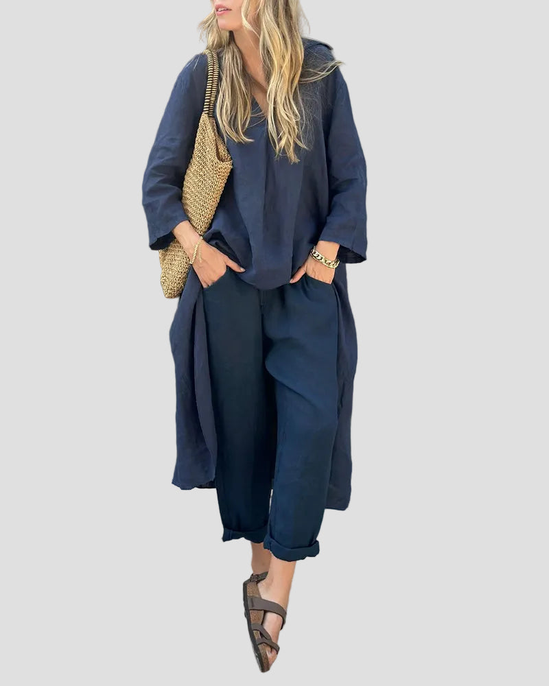 Lotte – Komplet Drapovaná elegance, barva: modrá