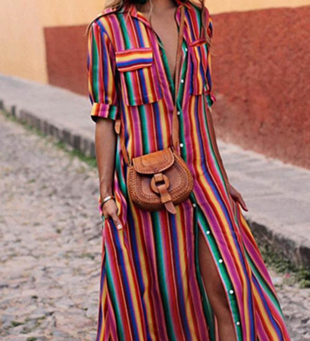 Finja – Letní pruhovaná maxi sukně