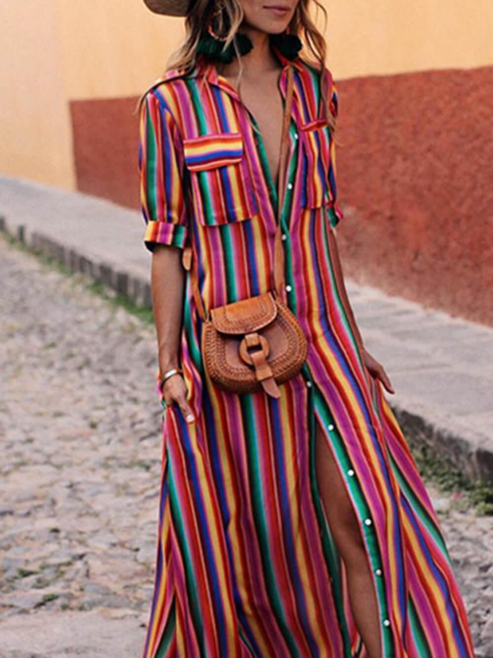 Finja – Letní pruhovaná maxi sukně