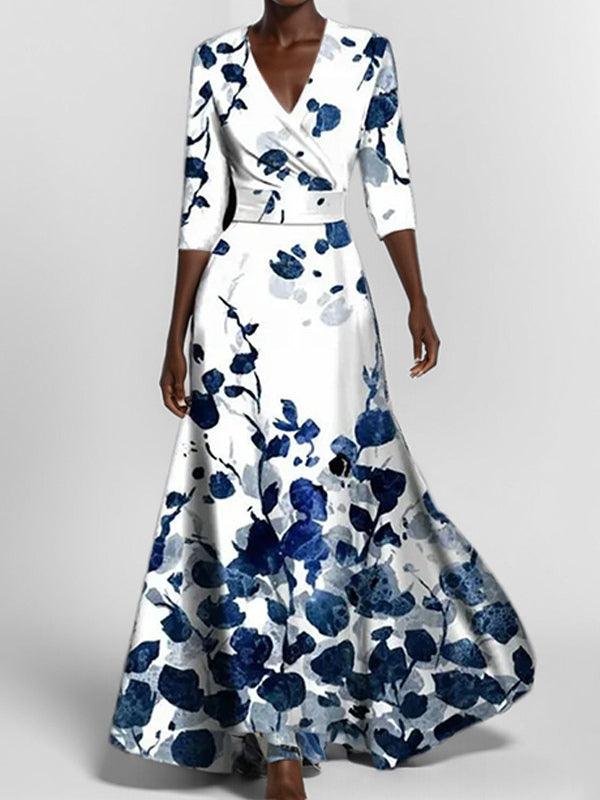 Mathilda – Elegantní maxi komplet – midi šaty v plážovém glamour stylu, barva: modrá