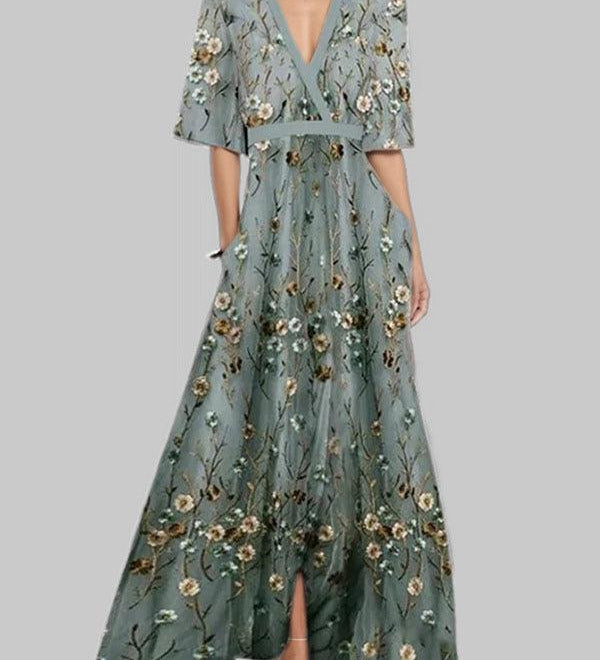 Mathilda – Elegantní maxi komplet – midi šaty v plážovém glamour stylu, barva: šedá