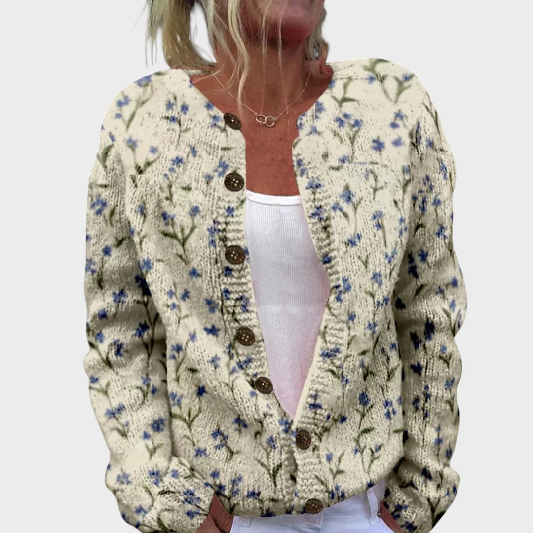 Camila – Podzimní květinový cardigan