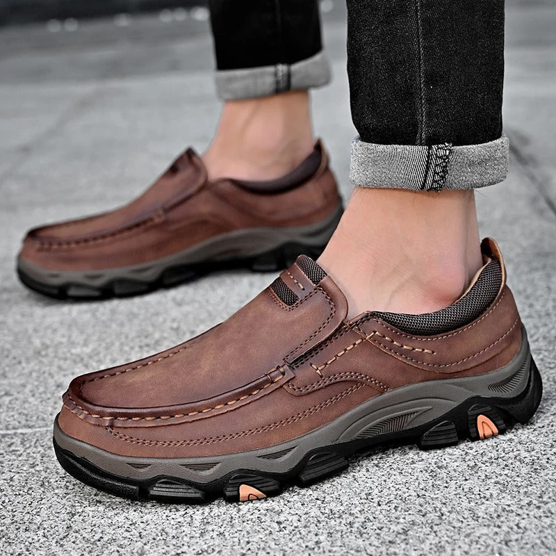 Elegantní kožené boty na slip-on