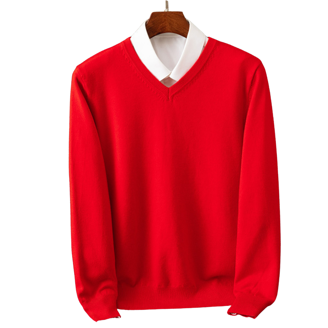Elegantní kašmírový svetr s výstřihem do V