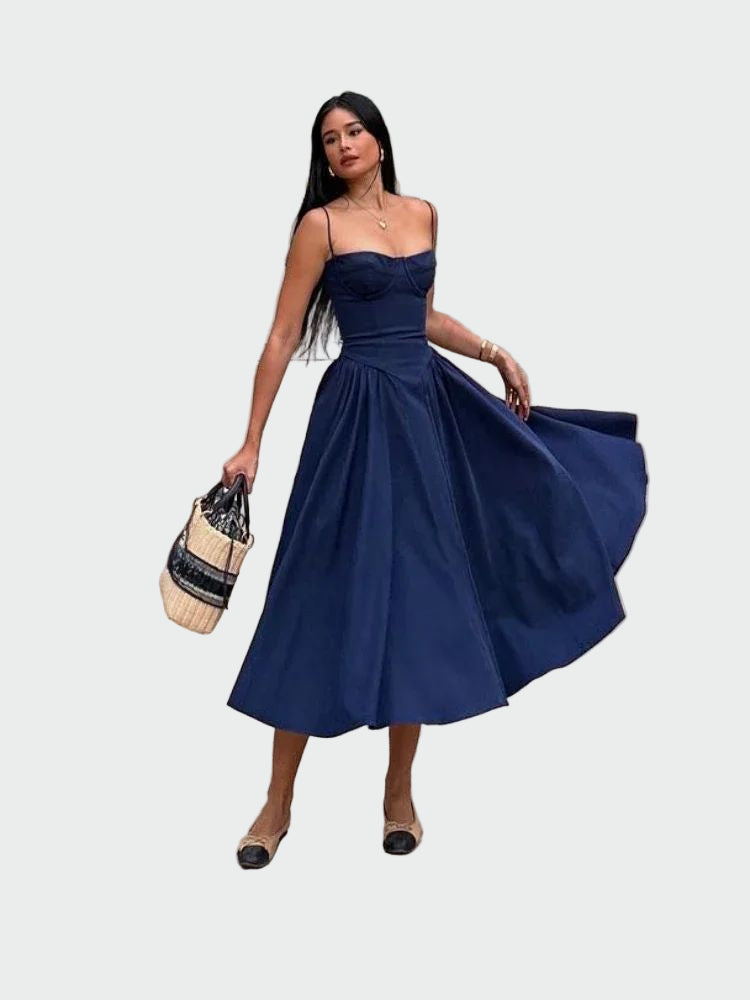 Jaroslava – Elegantní dámské šaty, barva: mořská modrá