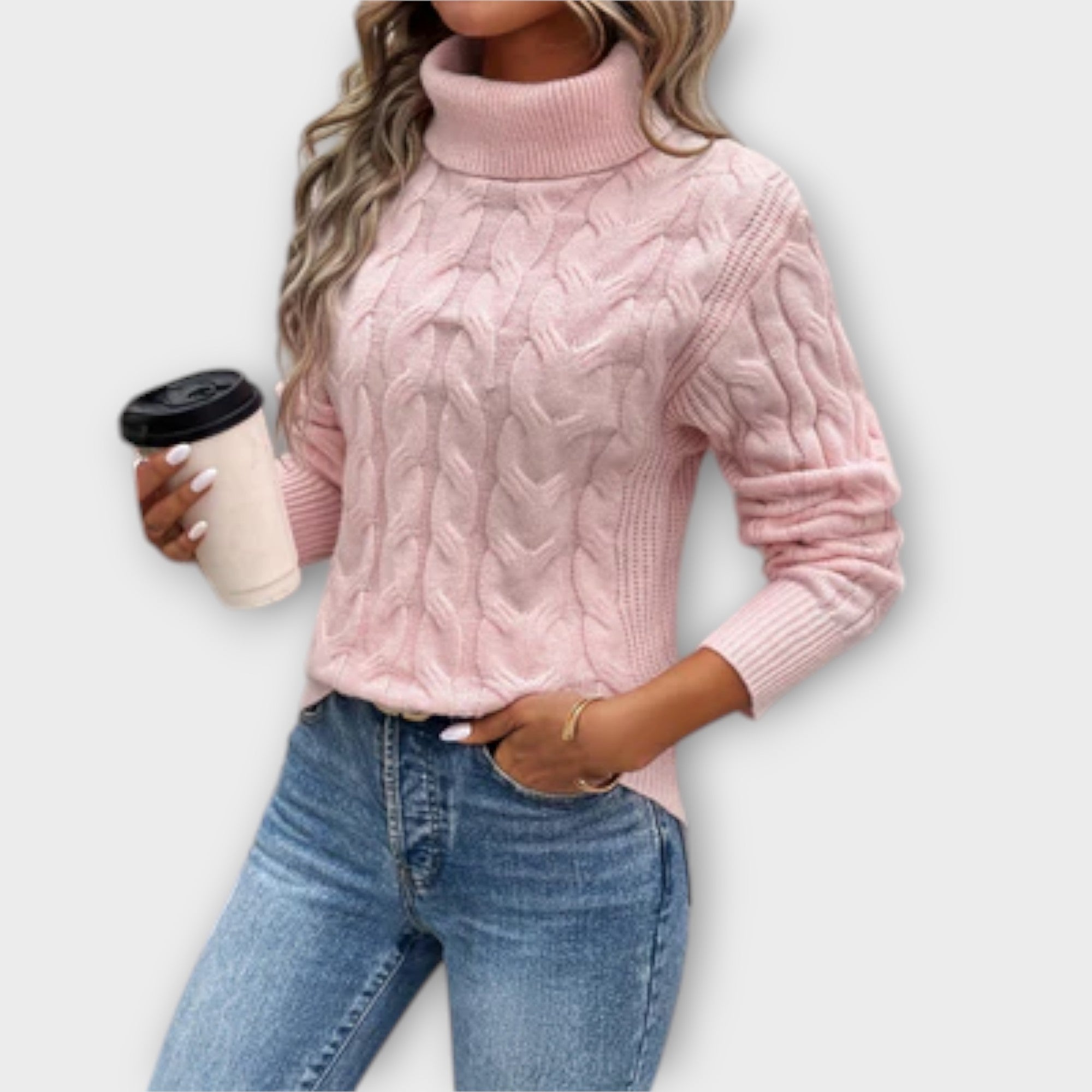 Amelia – Elegantní rolák, barva: růžová