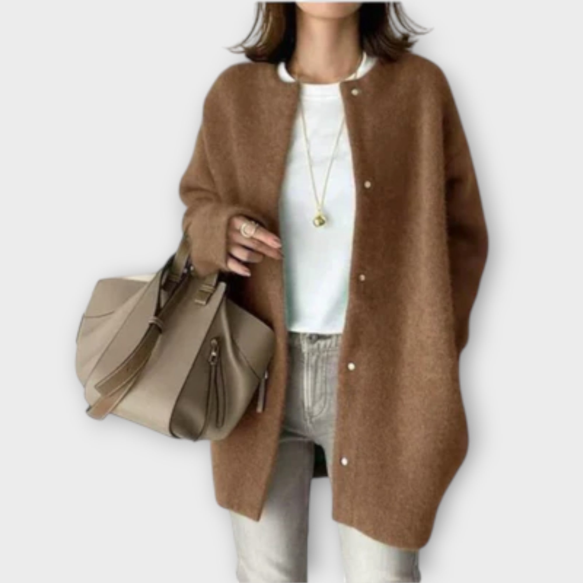 Lilly - Elegantní cardigan, barva: hnědá