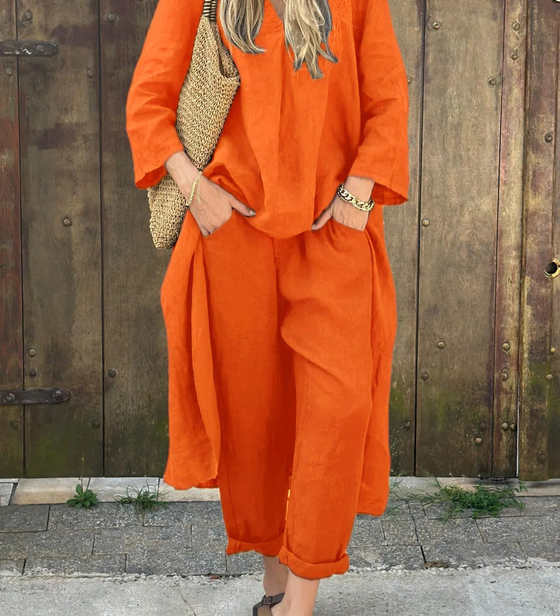 Lotte – Komplet Drapovaná elegance, barva: oranžová