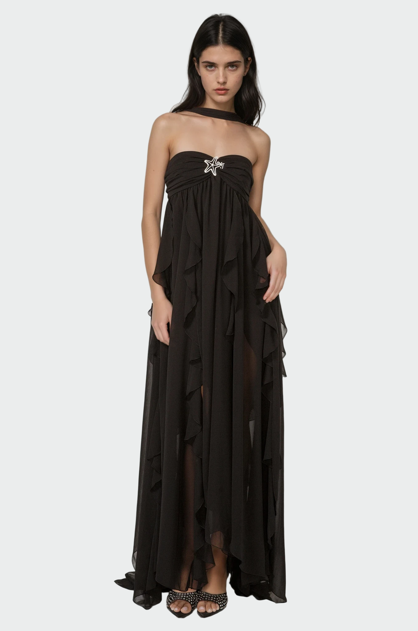Petra – Elegantní maxi šaty, barva: černá