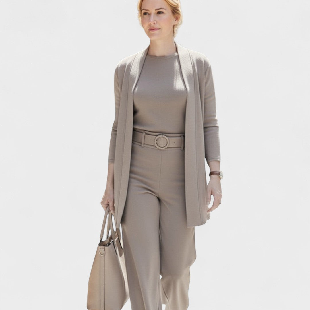 Janet - Luxusní dámský třídílný set, barva: kávová
