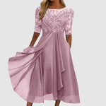 Leontýna - Elegantní krajkové šaty, barva: růžová