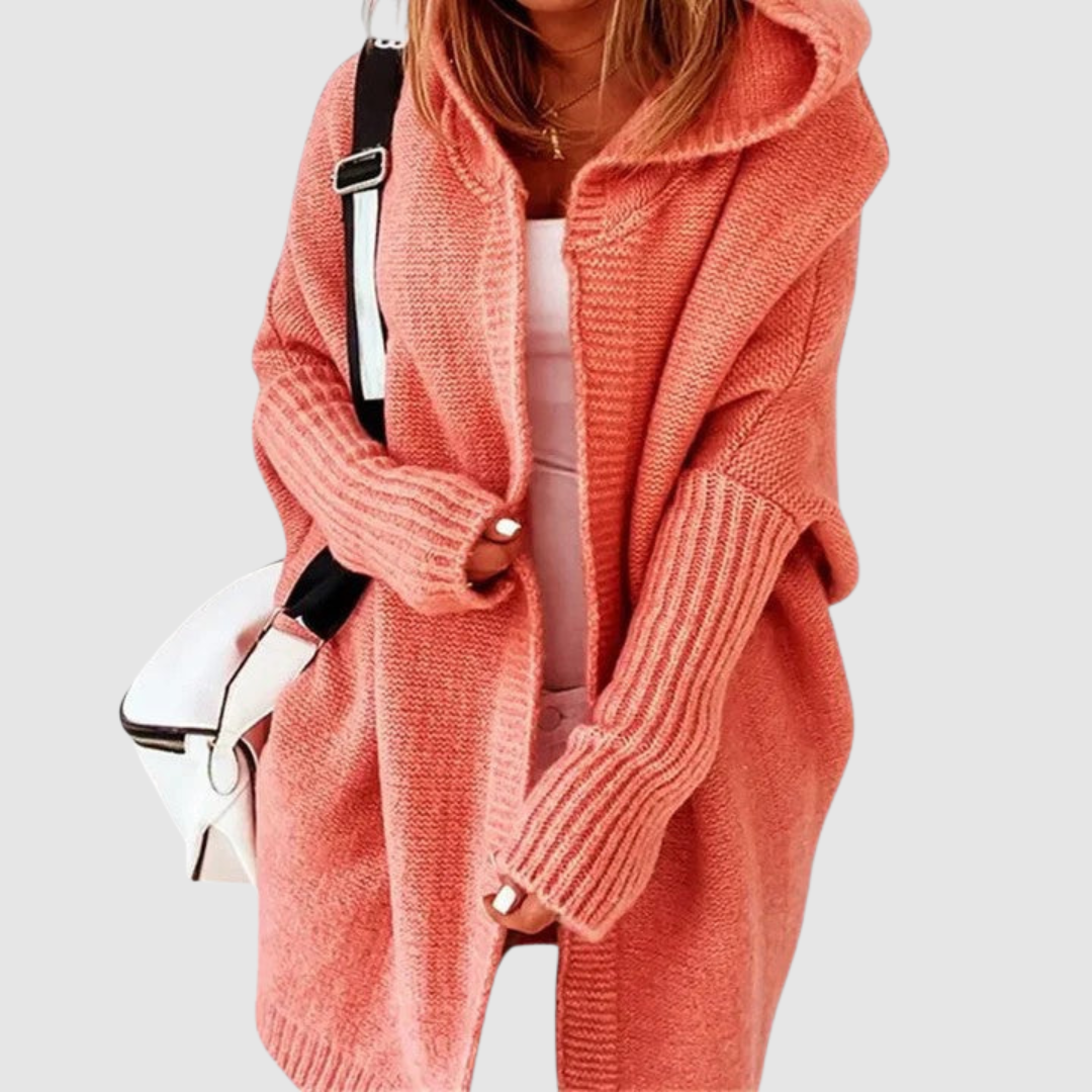 Anežka - Pohodlný pletený cardigan, barva: oranžová