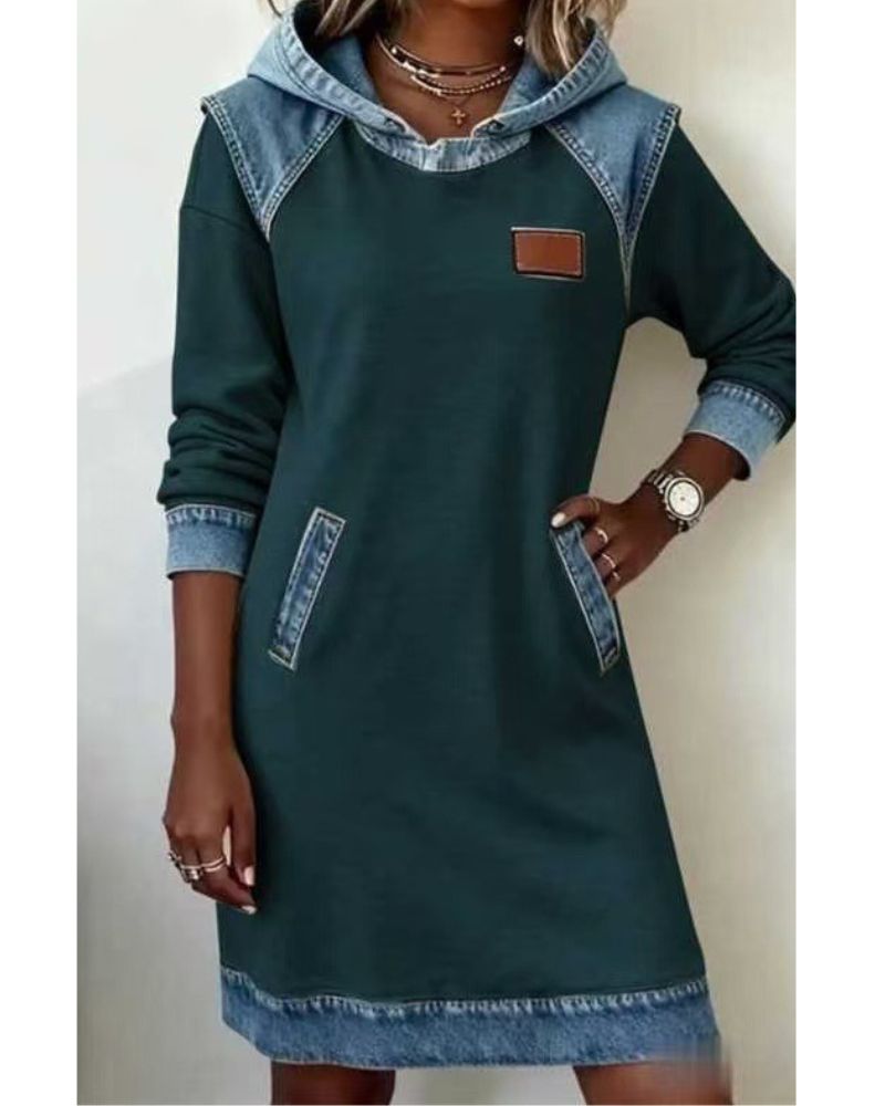 Irena - Džínová mikina s kapucí, barva: zelená