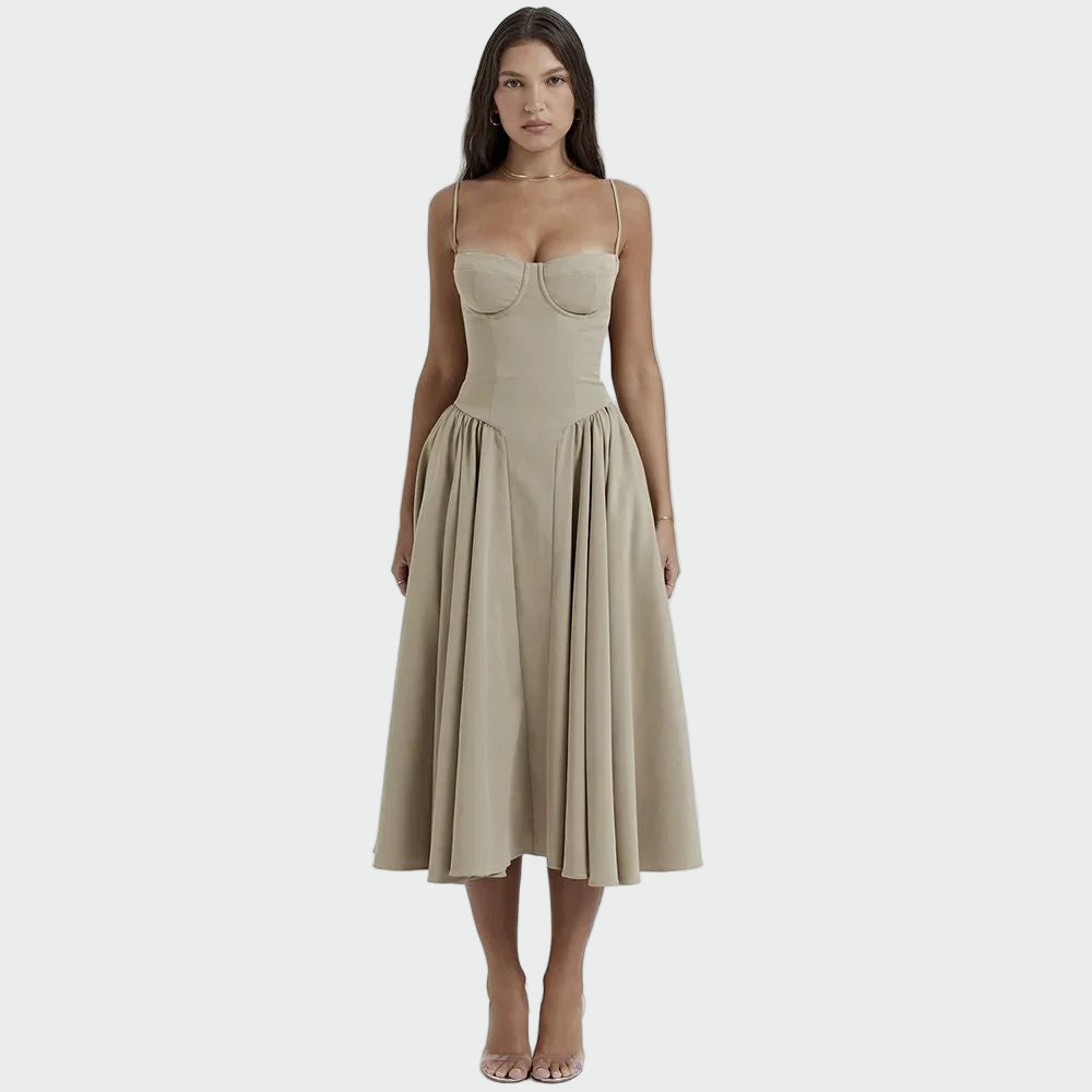 Jaroslava – Elegantní dámské šaty, barva: broskvová