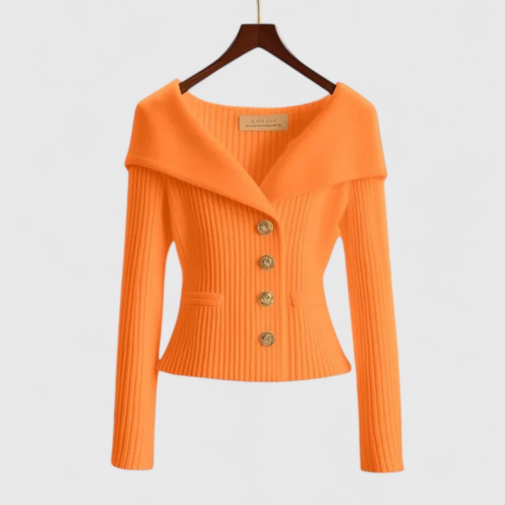 Clarisa – Elegantní cardigan pro rafinované příležitosti, barva: oranžová