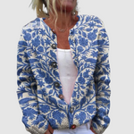 Josefína - Květovaný cardigan, barva: modrá