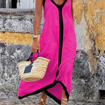 Verena – Midi šaty s designem Colour-Block Lavechic Île, barva: červená/růžová