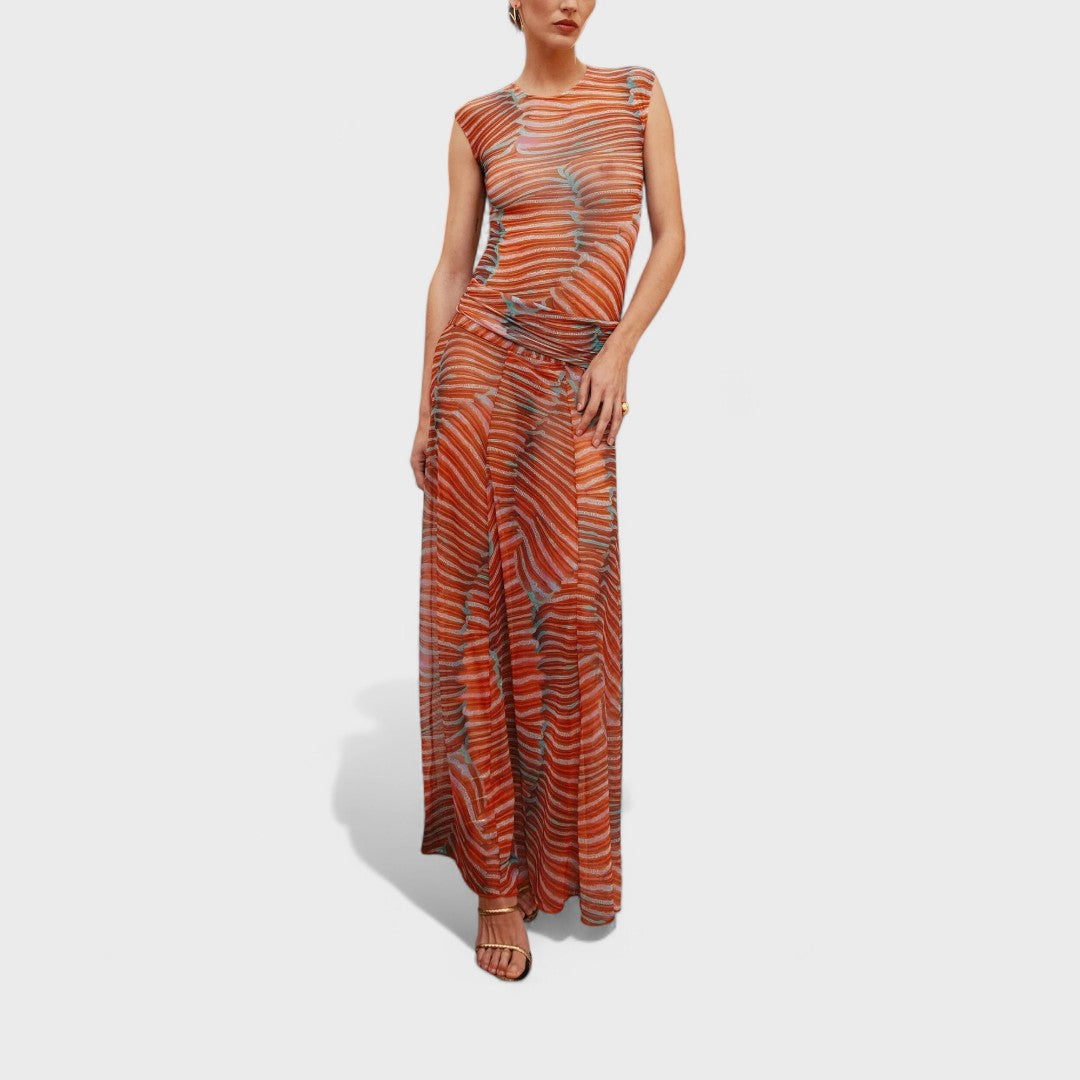 Martina – Elegantní šaty s body, barva: oranžová