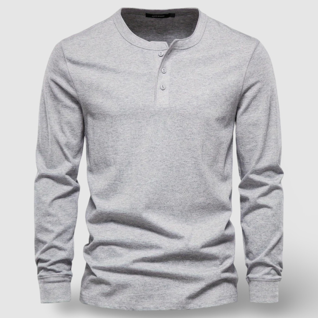 Elegantní bavlněné dlouhé rukávy Henley