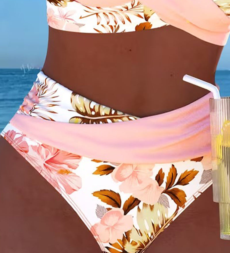 Marie – Bikiny s kontrastním květinovým vzorem a výřezem