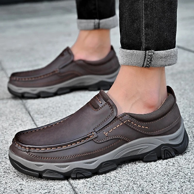 Elegantní kožené boty na slip-on