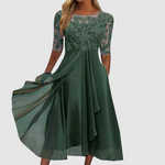 Leontýna - Elegantní krajkové šaty, barva: zelená