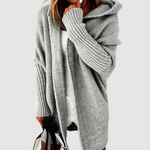 Anežka - Pohodlný pletený cardigan, barva: šedá