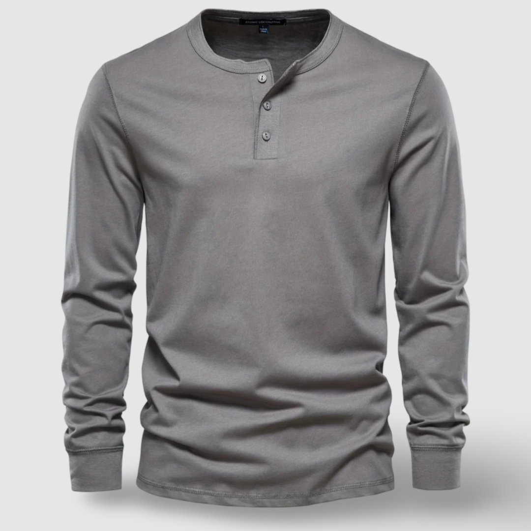 Elegantní bavlněné dlouhé rukávy Henley