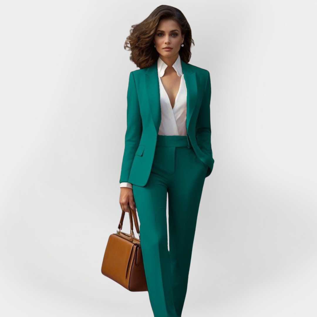 Elżbieta - Elegantní dámský kostým, barva: zelená