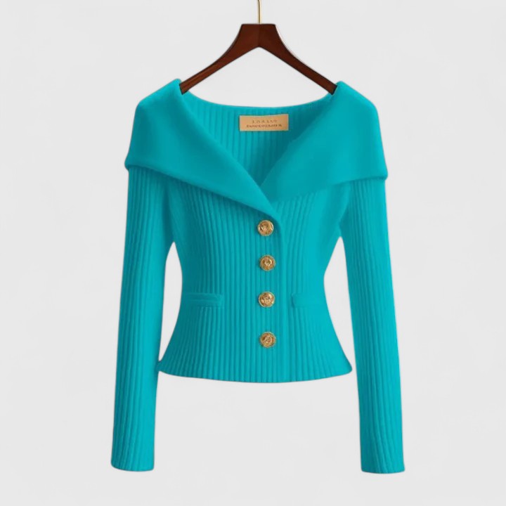 Clarisa – Elegantní cardigan pro rafinované příležitosti, barva: modrá