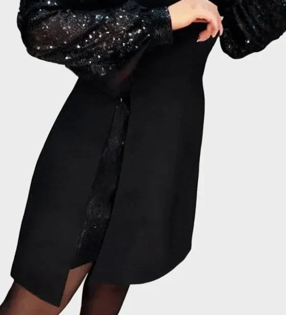 Iwona - Elegantní šaty s lesklými nabíranými rukávy