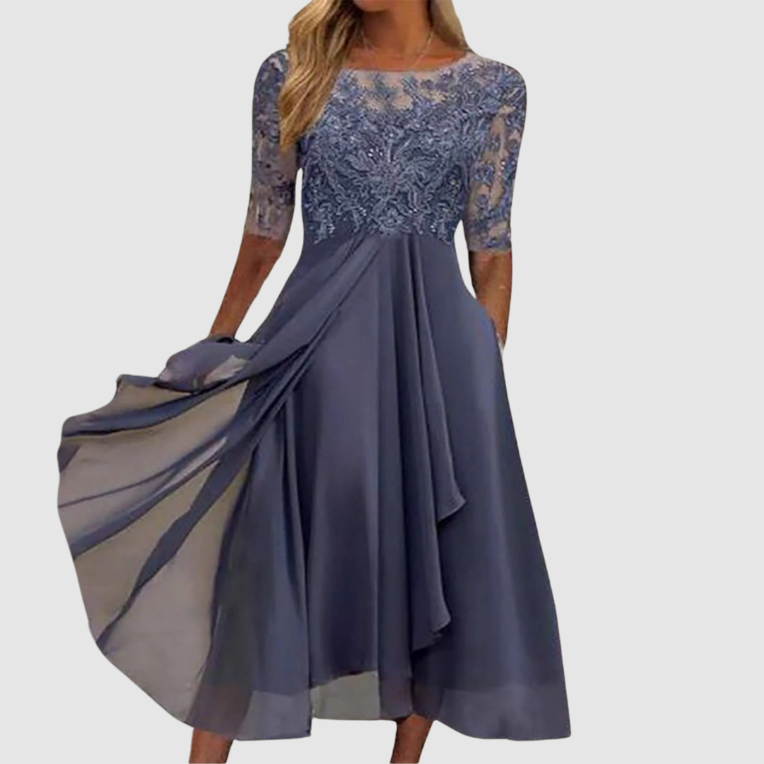 Leontýna - Elegantní krajkové šaty, barva: fialová