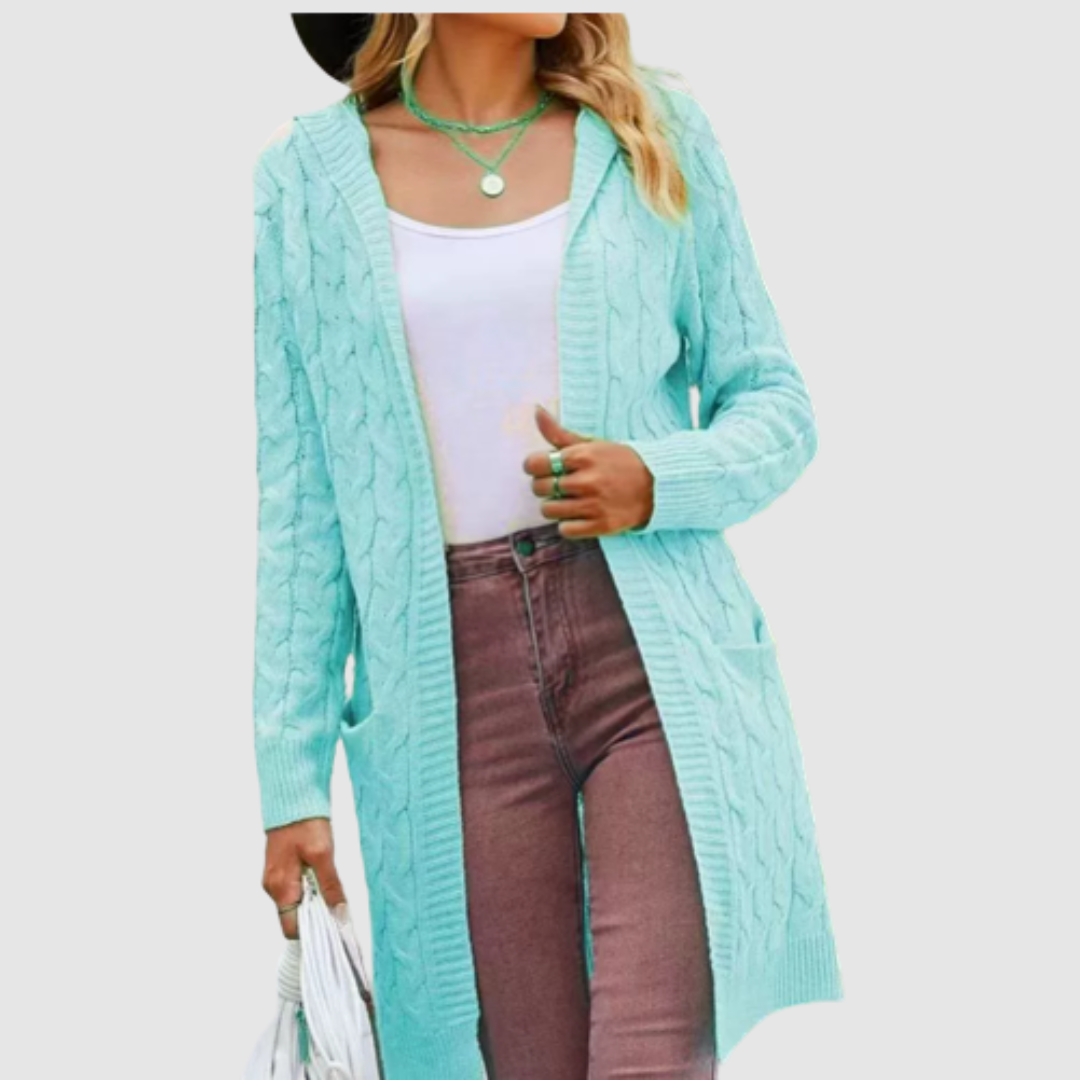 Anežka - Pohodlný pletený cardigan, barva: modrá