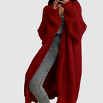 Marie – Pohodlný dlouhý cardigan, barva: červená