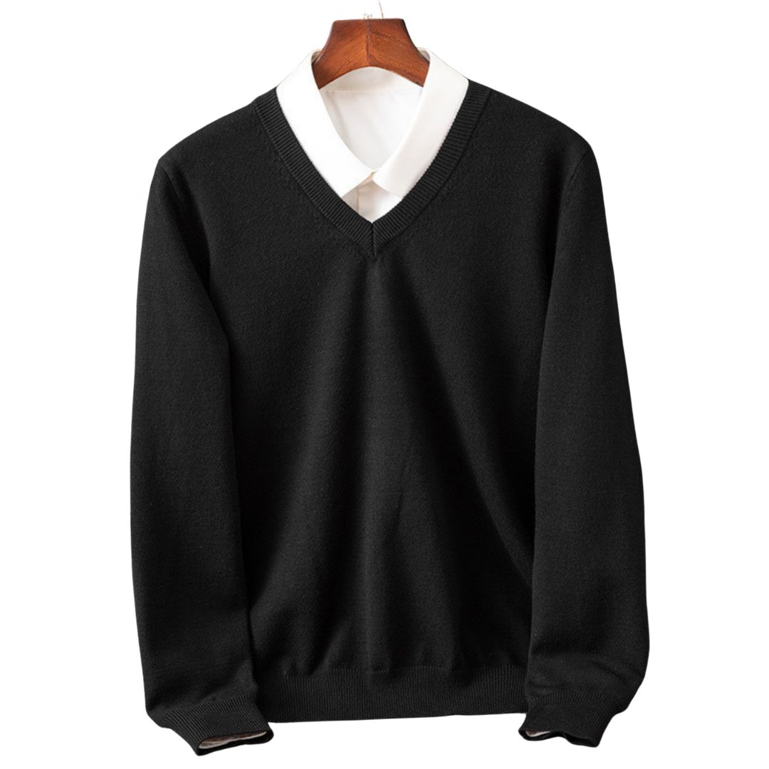 Elegantní kašmírový svetr s výstřihem do V