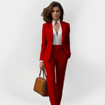 Elżbieta - Elegantní dámský kostým, barva: červená