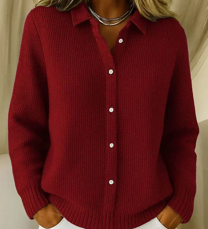 Fiora – Elegantní a pohodlný cardigan, barva: tmavě červená