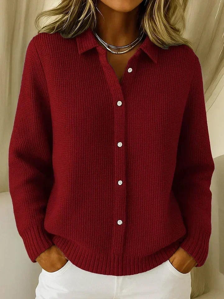 Fiora – Elegantní a pohodlný cardigan, barva: tmavě červená