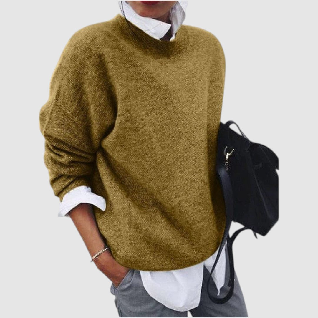 Anna - Měkký a pohodlný svetr, barva: khaki
