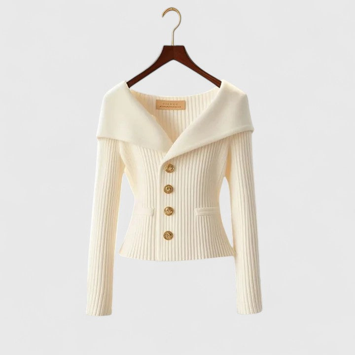 Clarisa – Elegantní cardigan pro rafinované příležitosti, barva: bílá