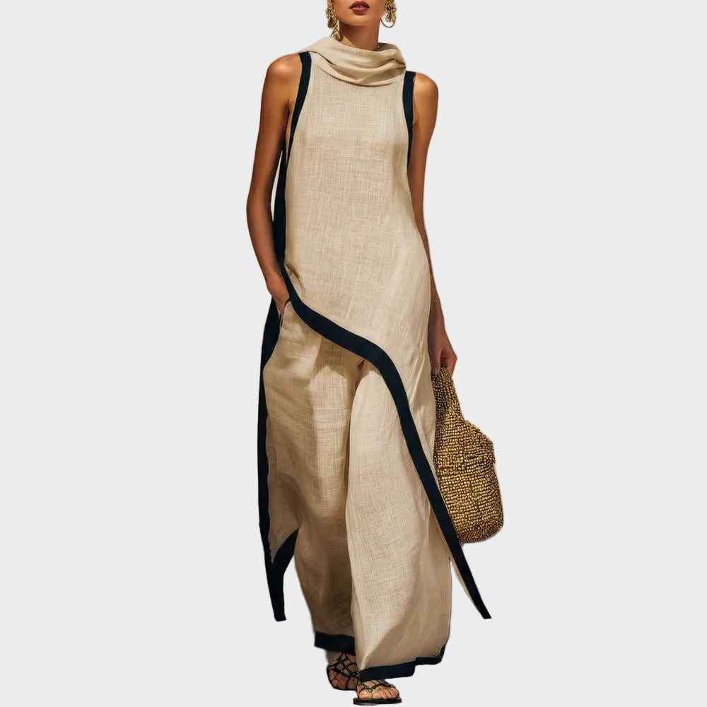 Leonora - elegantní a dokonalý len, barva: khaki