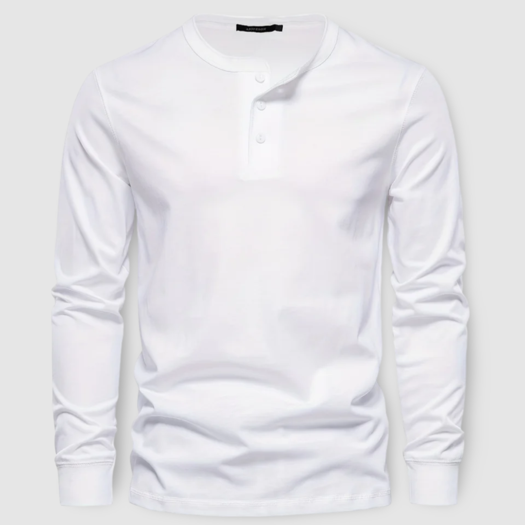 Elegantní bavlněné dlouhé rukávy Henley