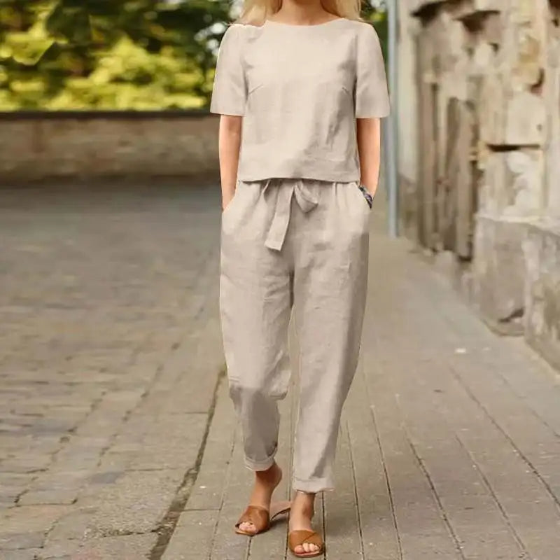 Johanna – Elegantní dvoudílný relaxační komplet, barva: khaki