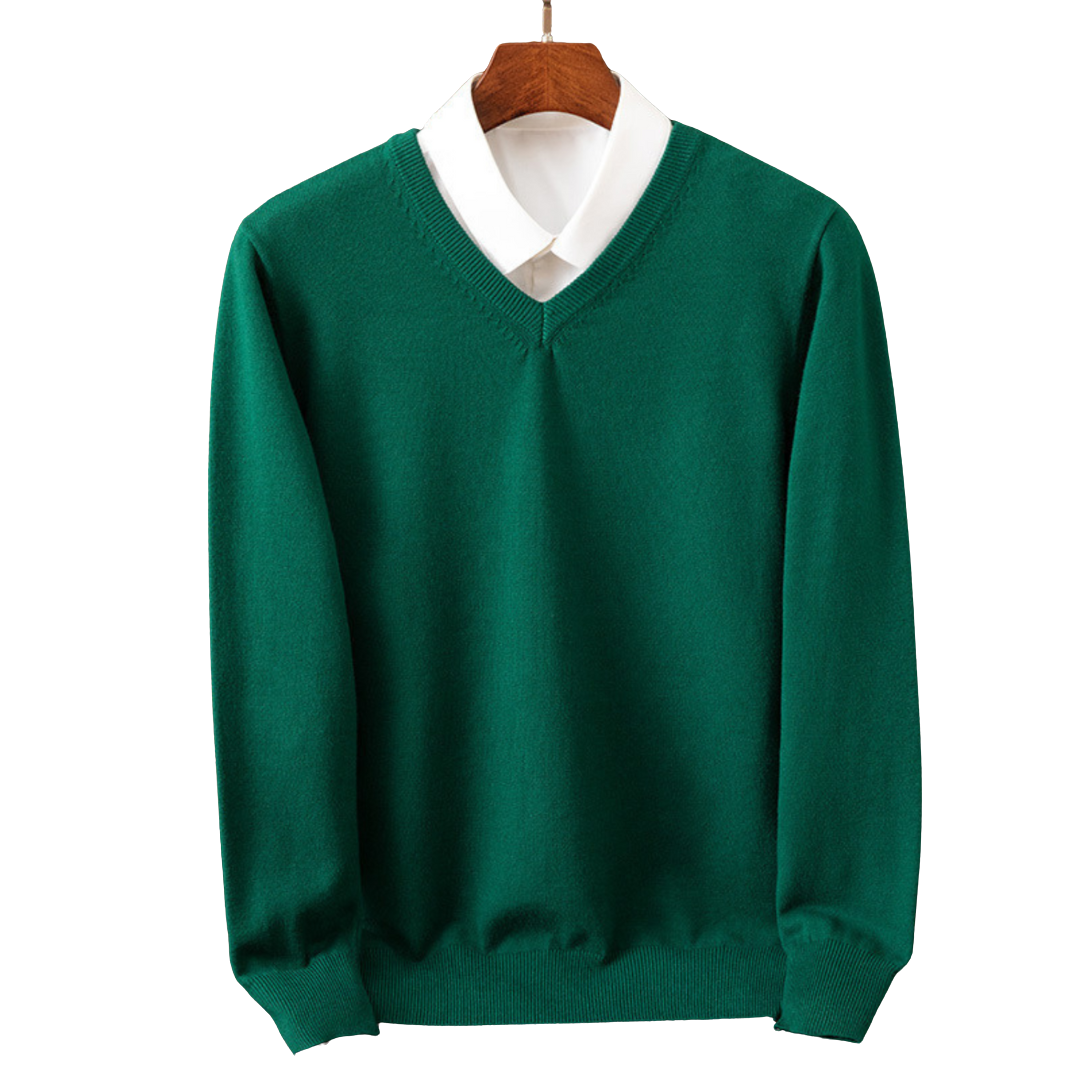 Elegantní kašmírový svetr s výstřihem do V
