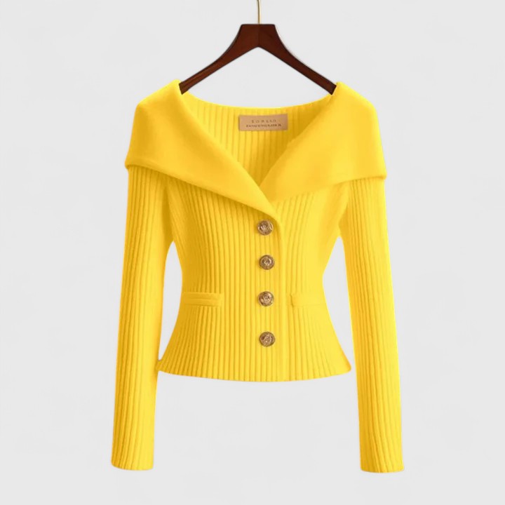 Clarisa – Elegantní cardigan pro rafinované příležitosti, barva: žlutá