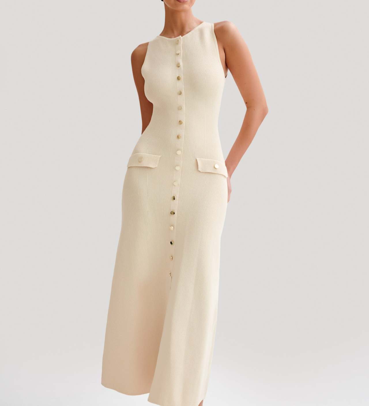 Gabriela – Elegantní šaty, barva: vanilková