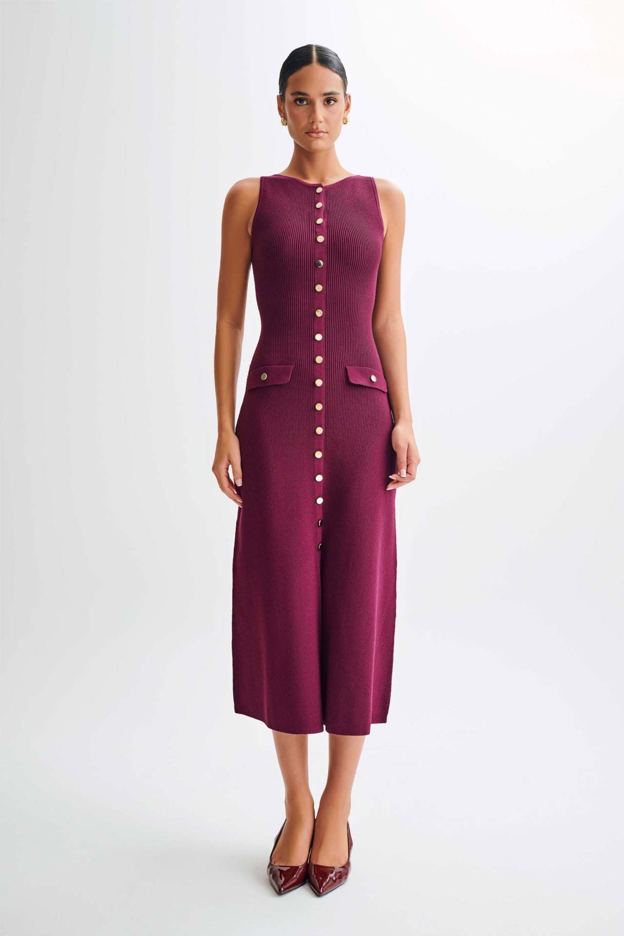 Gabriela – Elegantní šaty, barva: vínová