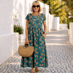 Valencia – Elegantní květované šaty, barva: modrá