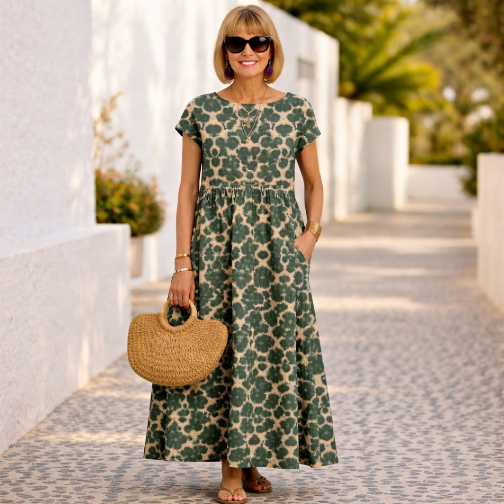 Valencia – Elegantní květované šaty, barva: zelená