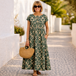 Valencia – Elegantní květované šaty, barva: zelená